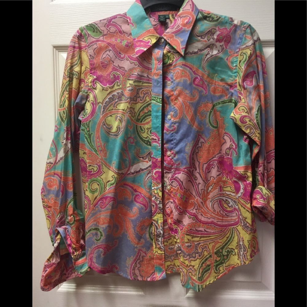 Ralph Lauren multi color paisley top